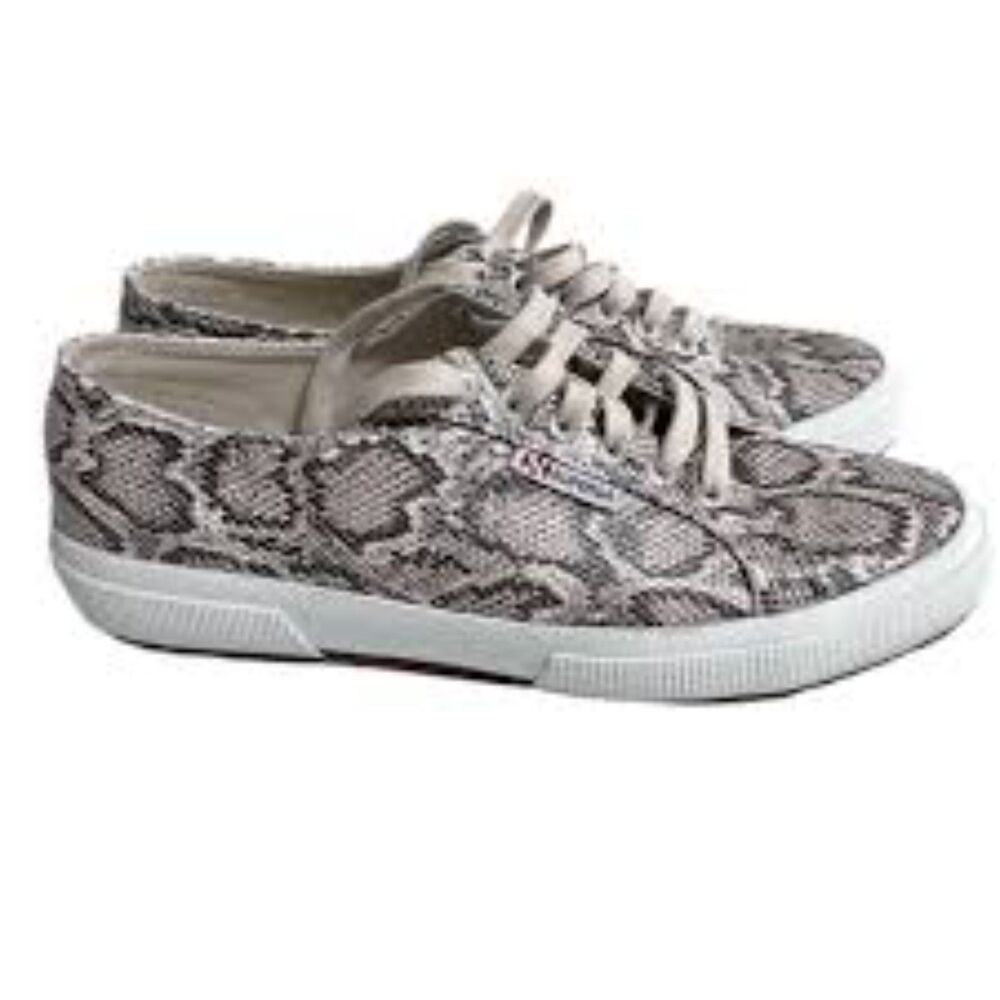 Superga Womens Sz 9 Shoes Gray Snake Skin Print Platform Causal Comfort